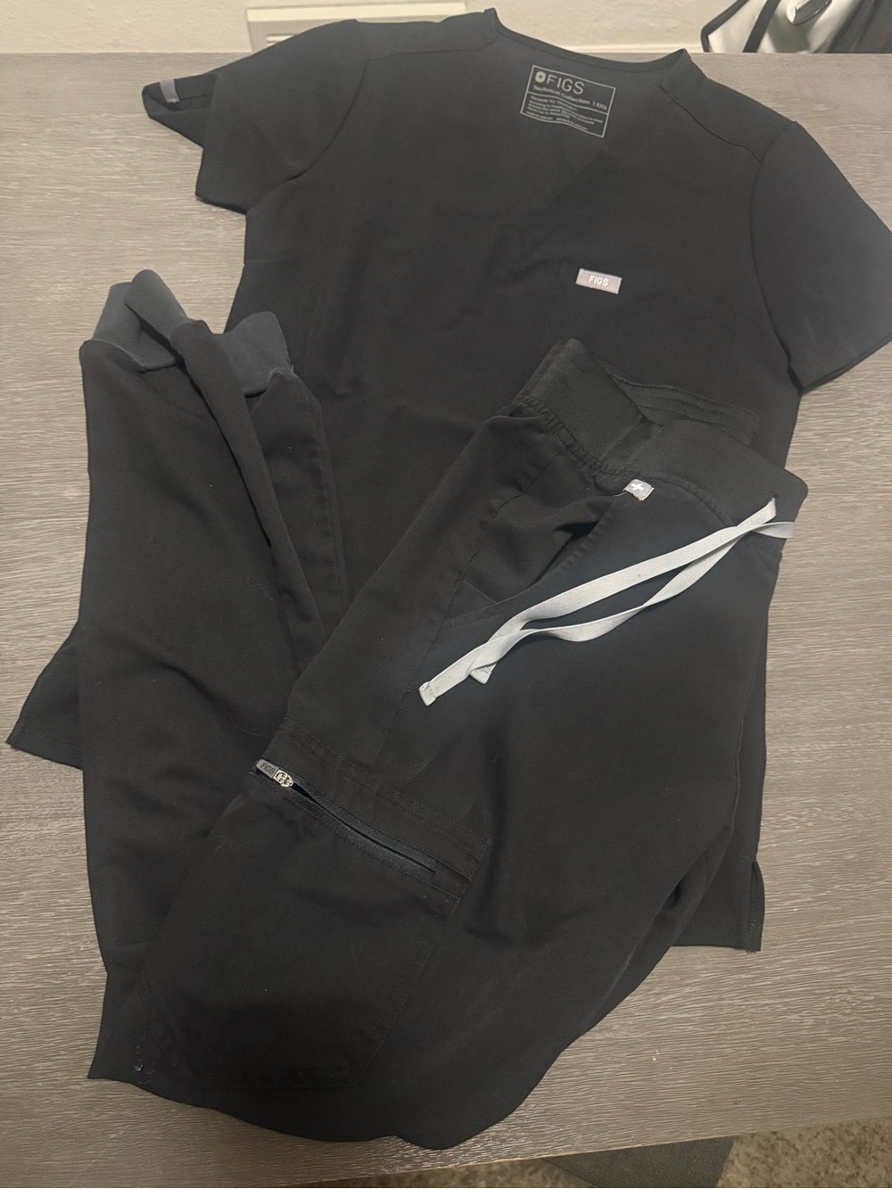 Figs Technical Collection Black Scrub Top